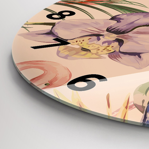 Orologio rotondo in vetro Foglie di palma tropicali