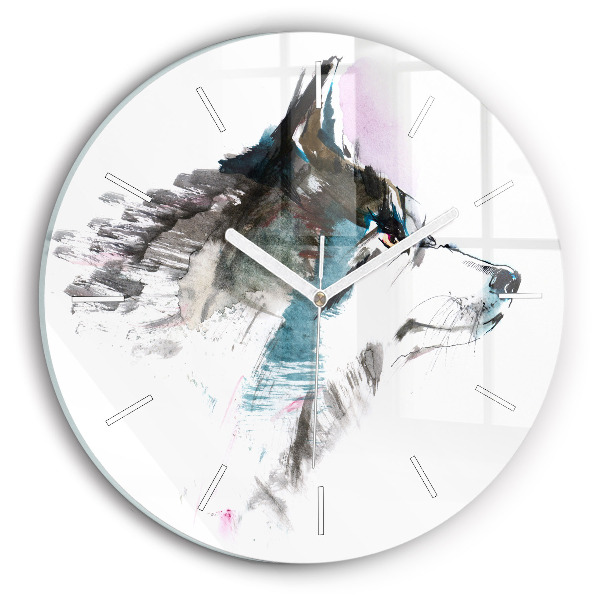 Orologio rotondo Profilo del lupo dipinto