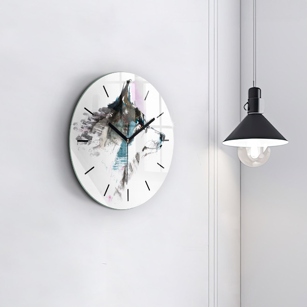 Orologio rotondo Profilo del lupo dipinto