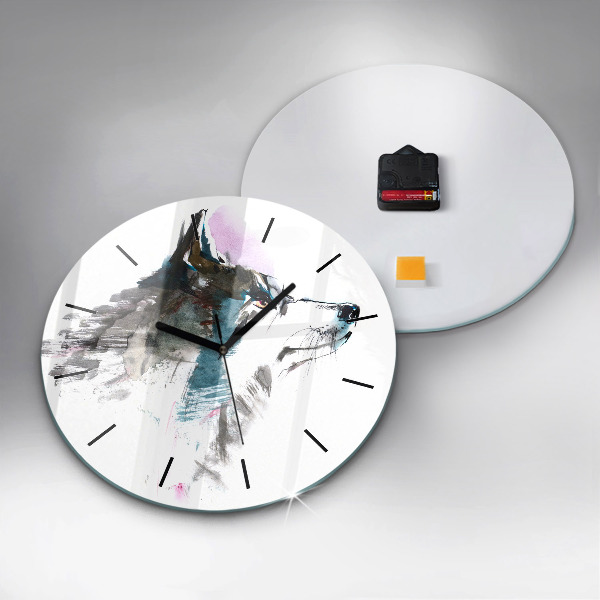 Orologio rotondo Profilo del lupo dipinto