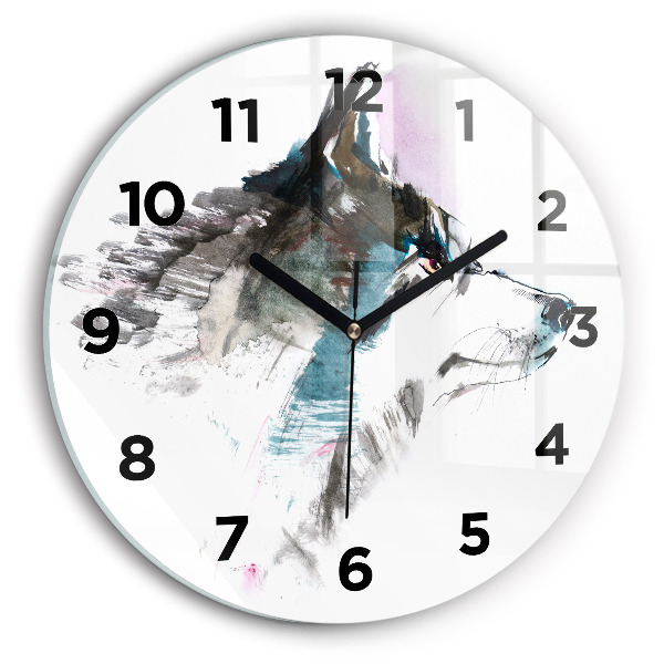Orologio rotondo Profilo del lupo dipinto