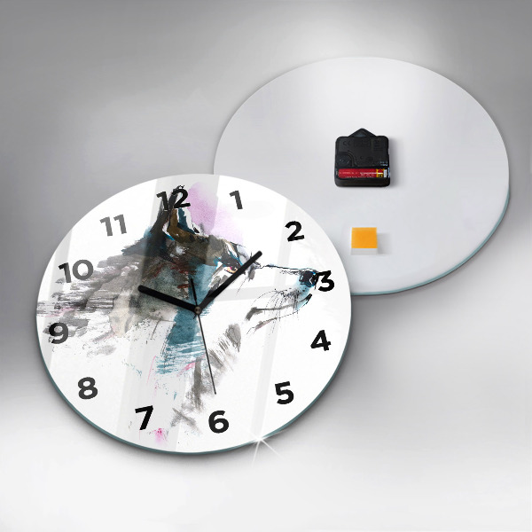 Orologio rotondo Profilo del lupo dipinto