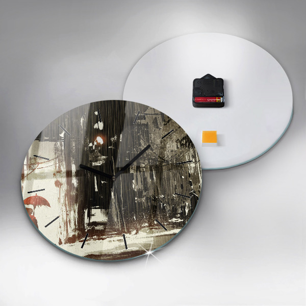 Orologio rotondo Donna in una notte piovosa