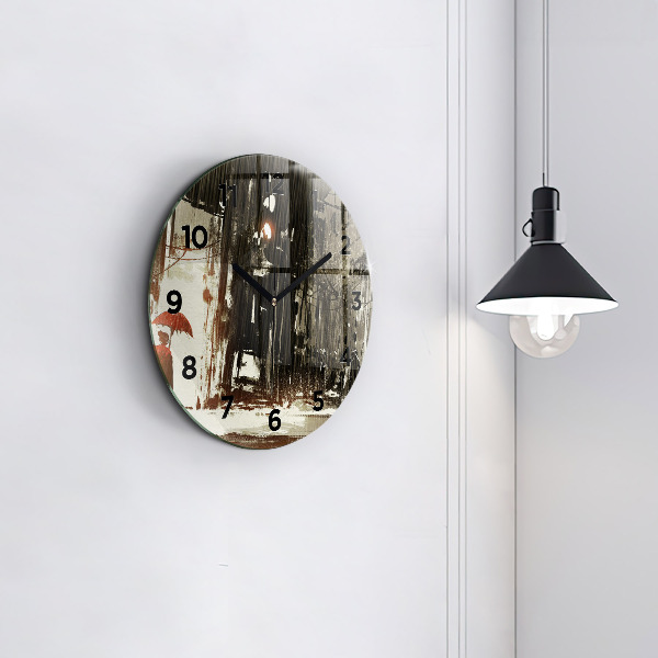 Orologio rotondo Donna in una notte piovosa