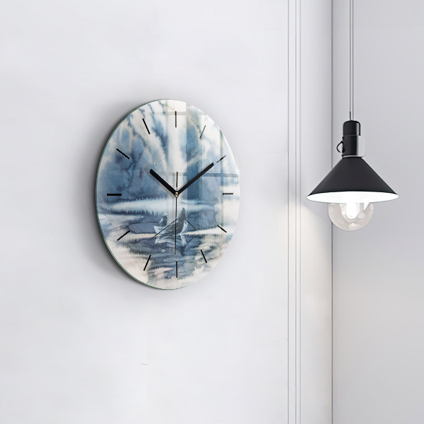Orologio rotondo Lago invernale Łódka