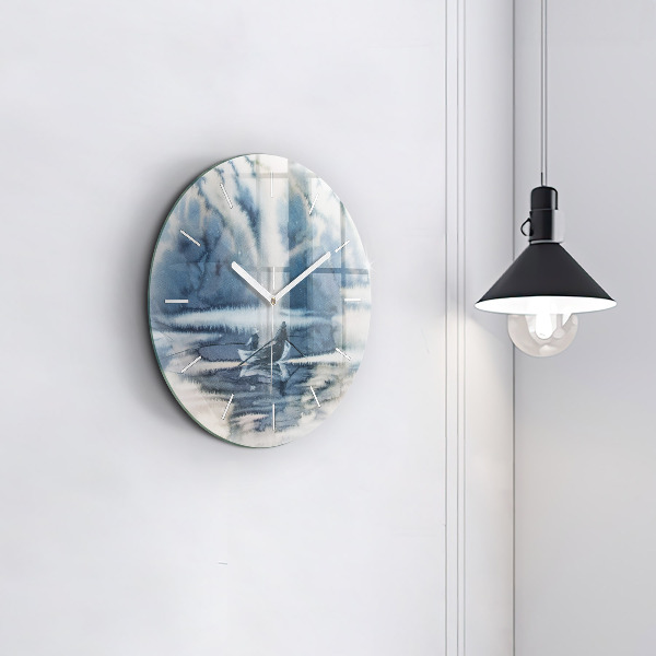 Orologio rotondo Lago invernale Łódka
