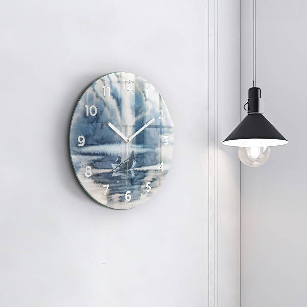 Orologio rotondo Lago invernale Łódka