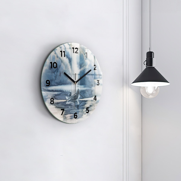 Orologio rotondo Lago invernale Łódka