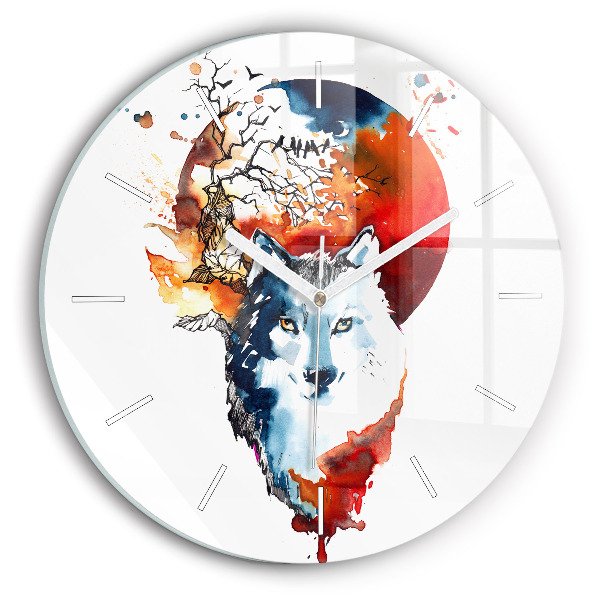 Orologio rotondo Il lupo e la luna piena
