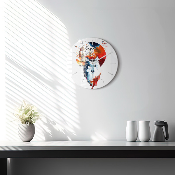Orologio rotondo Il lupo e la luna piena