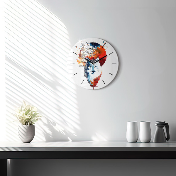 Orologio rotondo Il lupo e la luna piena