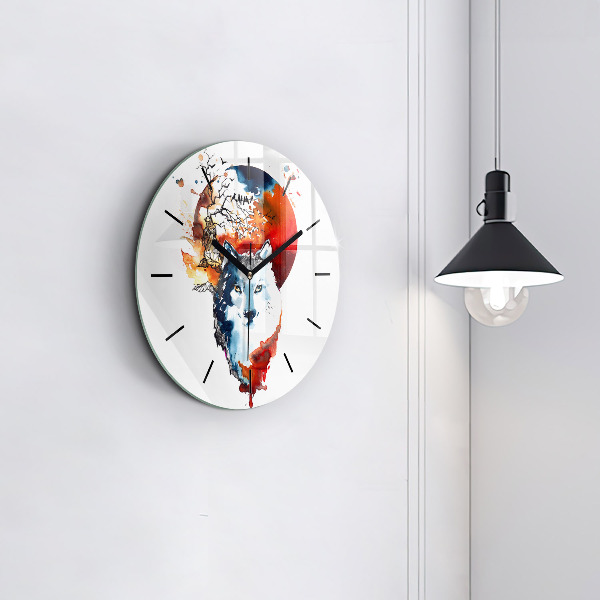 Orologio rotondo Il lupo e la luna piena