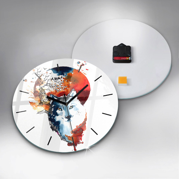 Orologio rotondo Il lupo e la luna piena