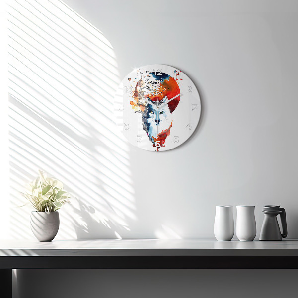 Orologio rotondo Il lupo e la luna piena