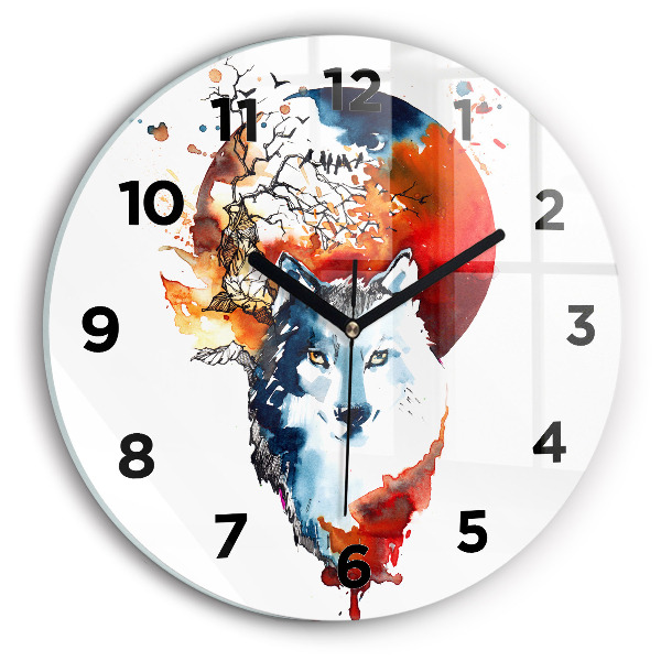 Orologio rotondo Il lupo e la luna piena
