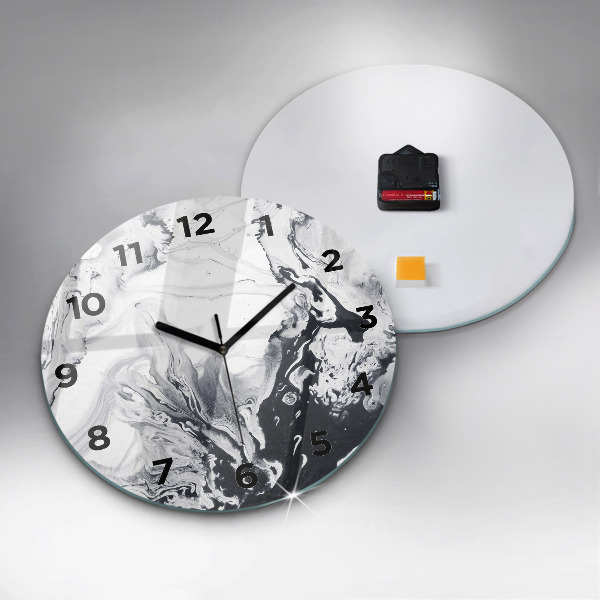 Orologio rotondo Marmo inchiostro astratto