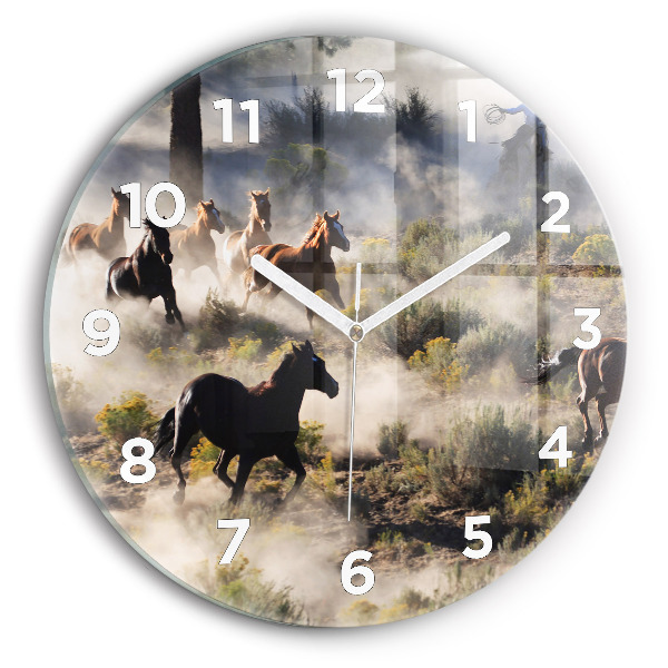 Orologio rotondo Una mandria di cavalli in corsa