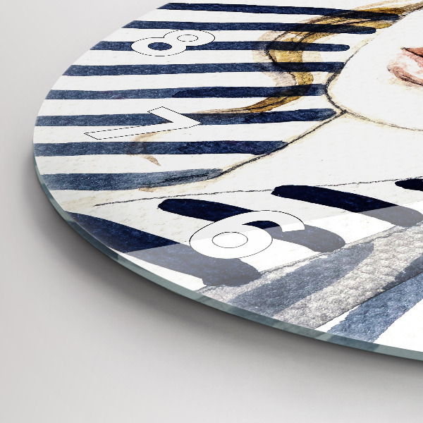 Orologio rotondo Faccia con occhiali e cappello