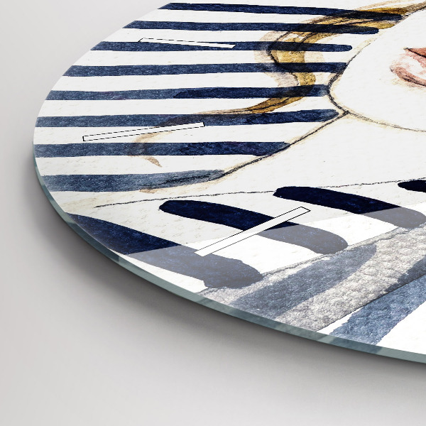 Orologio rotondo Faccia con occhiali e cappello