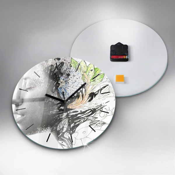 Orologio rotondo Volto di donna astratto