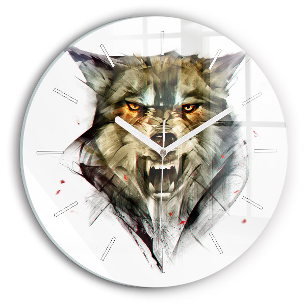 Orologio rotondo Ritratto disegnato di un lupo