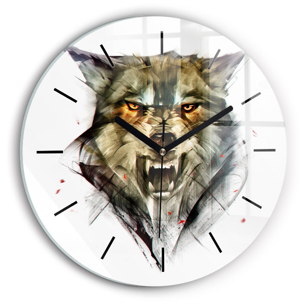 Orologio rotondo Ritratto disegnato di un lupo