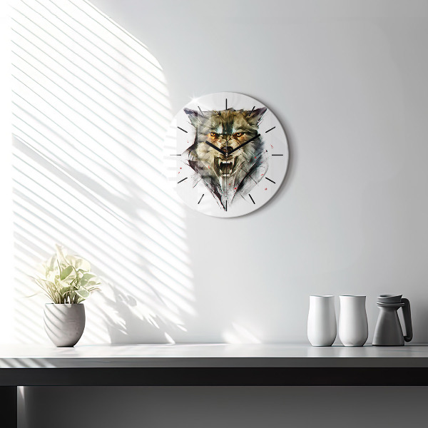 Orologio rotondo Ritratto disegnato di un lupo