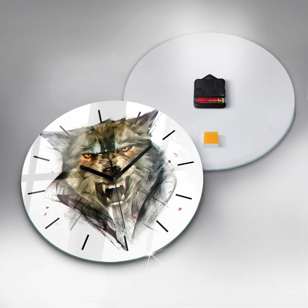 Orologio rotondo Ritratto disegnato di un lupo