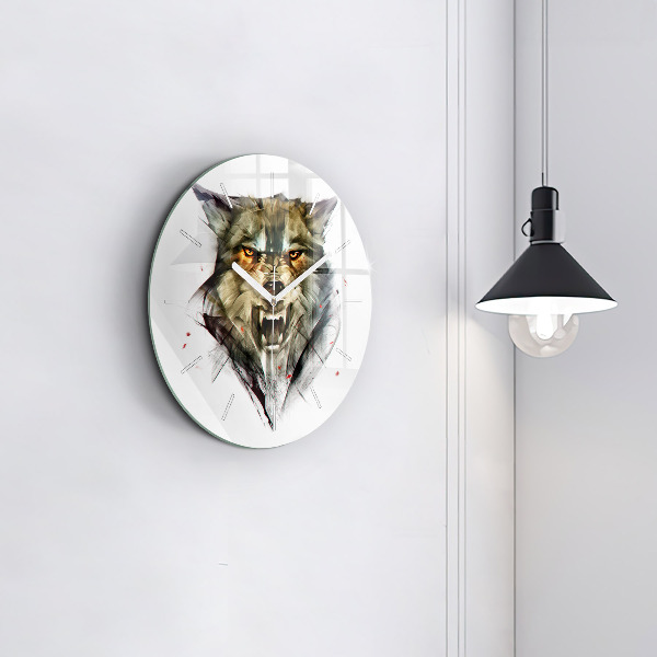 Orologio rotondo Ritratto disegnato di un lupo