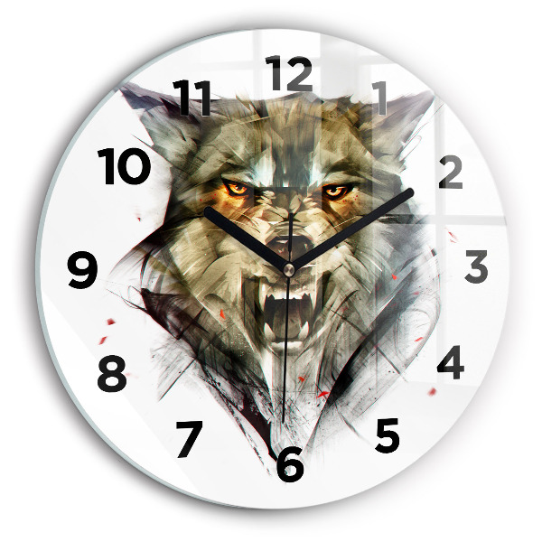 Orologio rotondo Ritratto disegnato di un lupo