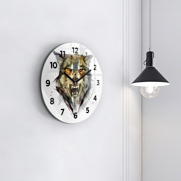 Orologio rotondo Ritratto disegnato di un lupo