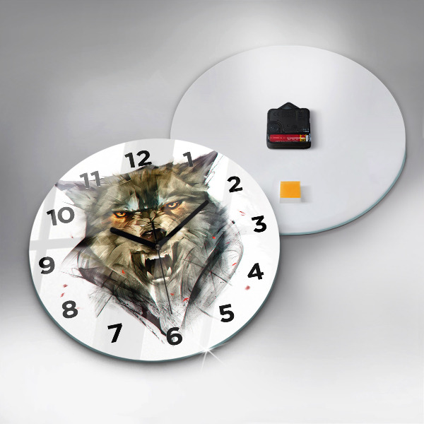 Orologio rotondo Ritratto disegnato di un lupo