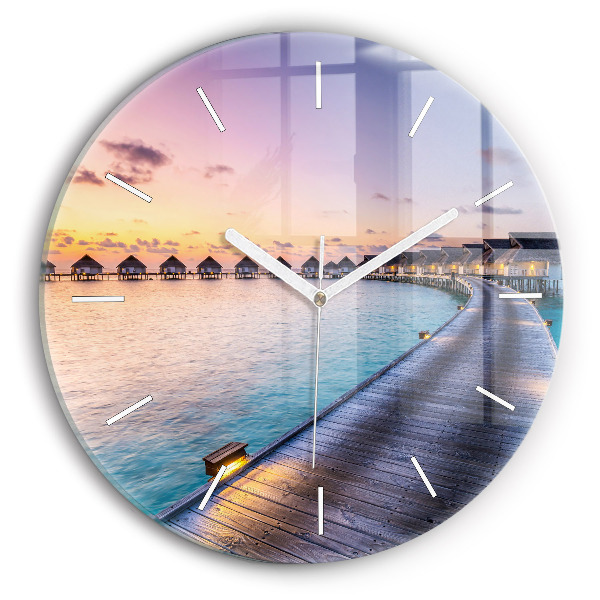 Orologio rotondo Tramonto Maldive