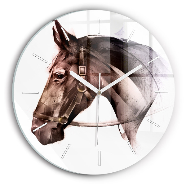 Orologio rotondo Profilo del cavallo dipinto