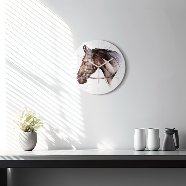 Orologio rotondo Profilo del cavallo dipinto