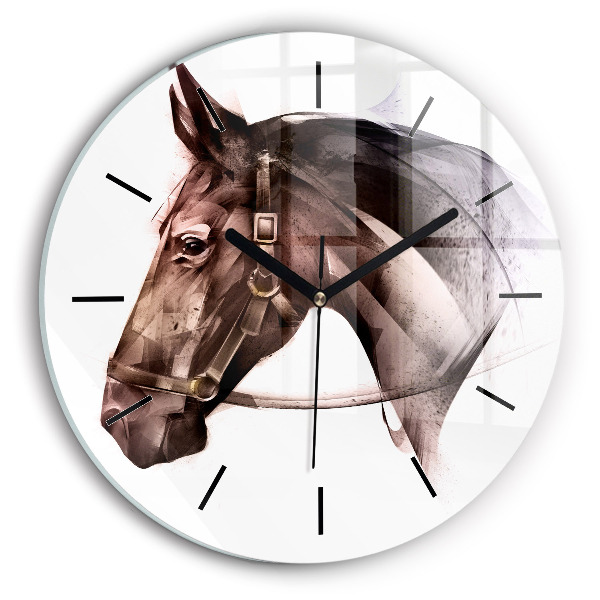 Orologio rotondo Profilo del cavallo dipinto