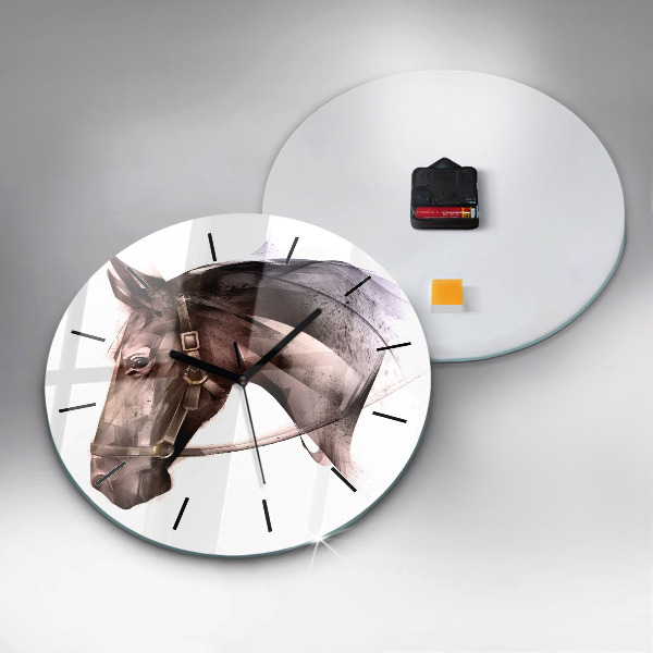 Orologio rotondo Profilo del cavallo dipinto