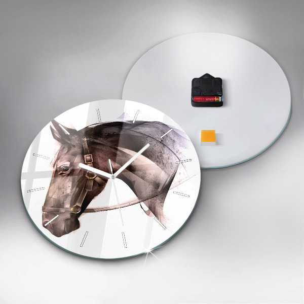 Orologio rotondo Profilo del cavallo dipinto