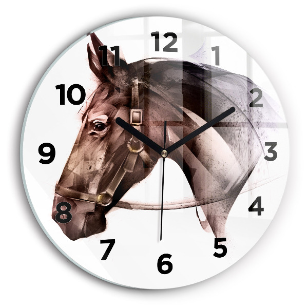 Orologio rotondo Profilo del cavallo dipinto