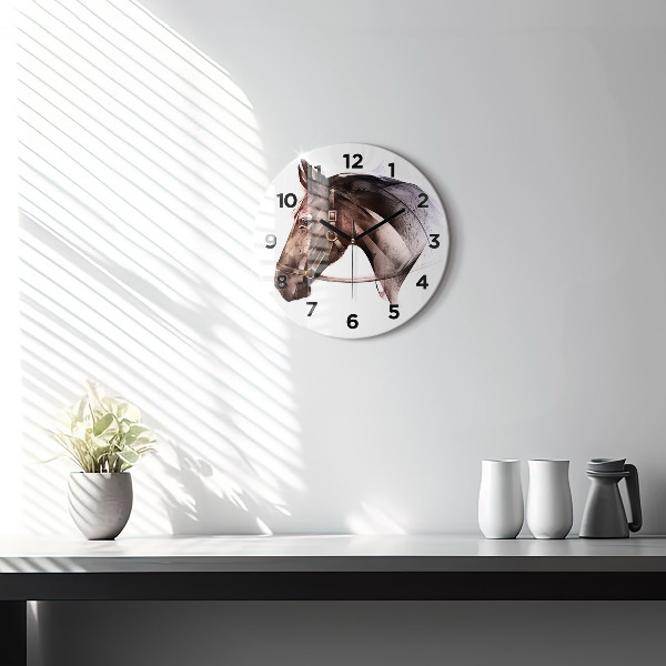 Orologio rotondo Profilo del cavallo dipinto