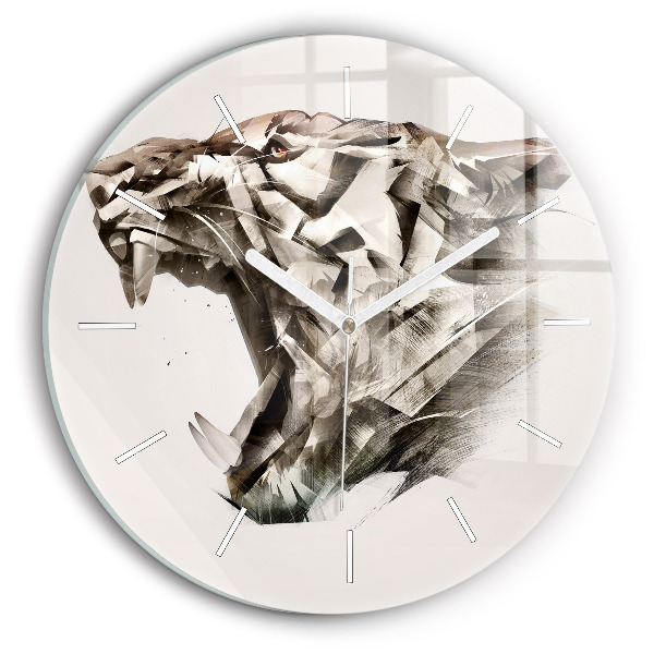 Orologio rotondo ritratto dipinto di una tigre