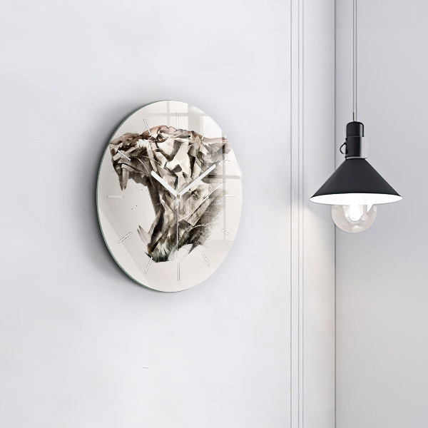 Orologio rotondo ritratto dipinto di una tigre
