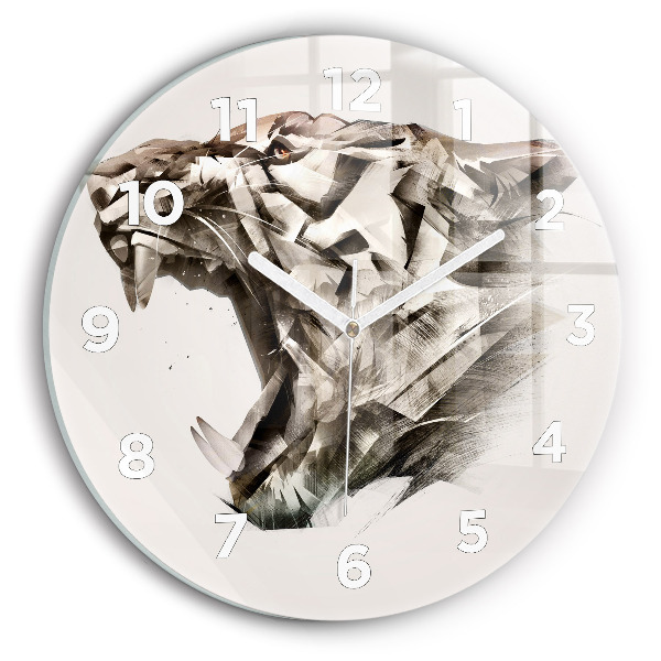 Orologio rotondo ritratto dipinto di una tigre
