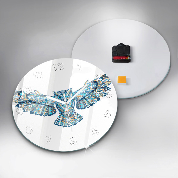 Orologio rotondo in vetro Gufo in volo