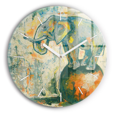 Orologio rotondo Postura dell'elefante dipinta
