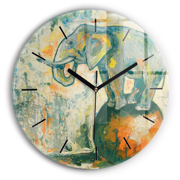 Orologio rotondo Postura dell'elefante dipinta