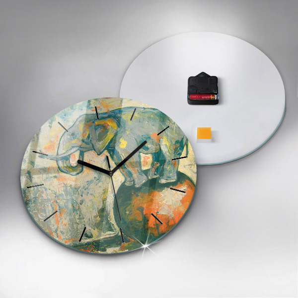 Orologio rotondo Postura dell'elefante dipinta