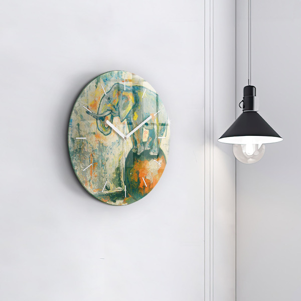Orologio rotondo Postura dell'elefante dipinta