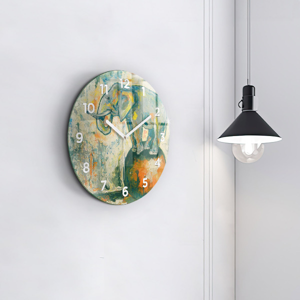 Orologio rotondo Postura dell'elefante dipinta