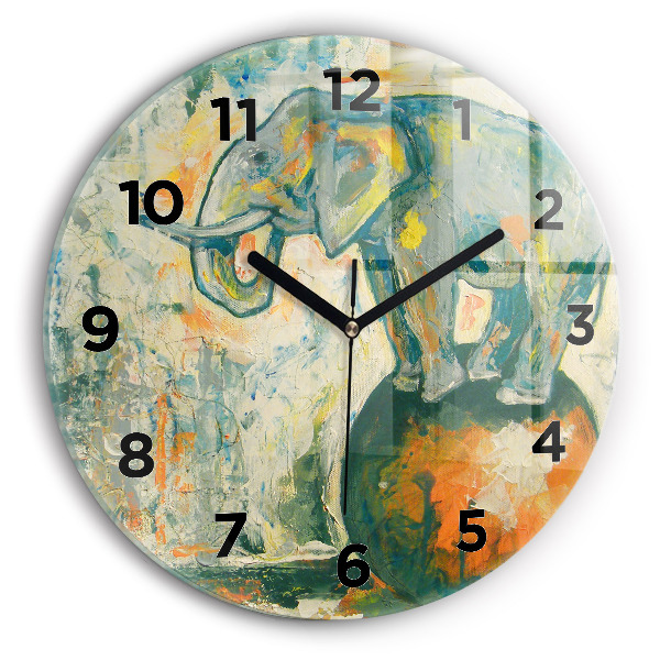 Orologio rotondo Postura dell'elefante dipinta